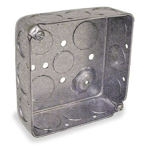 Electrical Box, Square, 2 Gangs, Galvanized Zinc, 2 